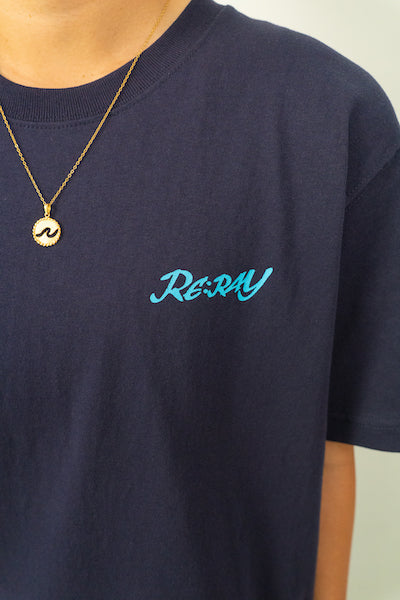 半袖Tシャツ バックプリント navy